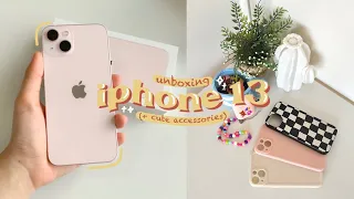 iphone 13 pink aesthetic unboxing (256GB) + cute accessories 🌷