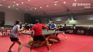World No. 1 duo Sun Yingsha/Wang Chuqin train with teammates Kuai Man/Lin Shidong 王楚钦/孙颖莎&林诗栋/蒯曼混双训练
