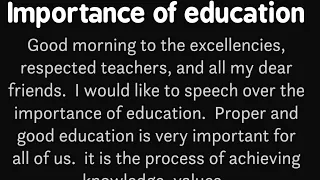 Speech on importance of education | Speech in English | Speech for school students