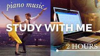 2 HOUR STUDY WITH ME | Relaxing La la land Soundtrack OST piano music, 10 min break, with timer