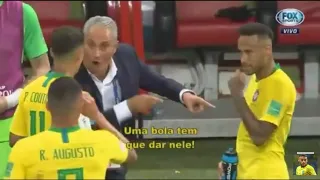 Leitura labial de Tite "Couto manda uma bola para o Neymar" durante o jogo Brasil 1 x 2 Bélgica