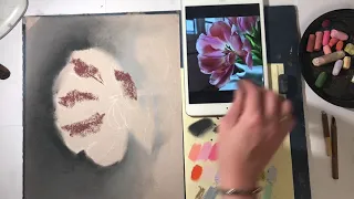 Тюльпан сухой пастелью