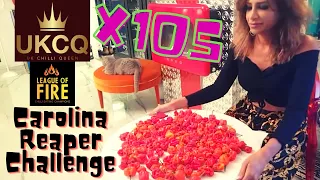 UK CHILLI QUEEN EATS 105 CAROLINA REAPERS - The World's Hottest Peppers - WORLD RECORD for a Female!