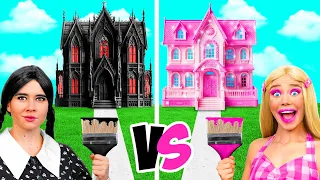 Wednesday vs Barbie Um Colorido Casa Desafio BaRaDa Gold Challenge