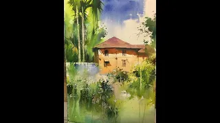 Watercolor Painting Demonstration Video of a house in Konkan, by Milind Mulick sir | Art Class