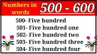 English counting 500 to 600 |500 to 600 numbers | 500 to 600 number names | counting from 500 to 600