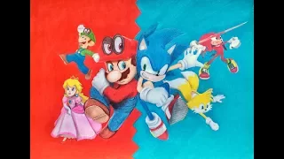 Speed Drawing: Sonic vs Mario Odyssey