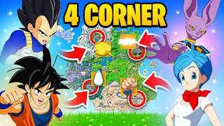 The *MYTHIC* 4 CORNER Challenge in Fortnite! (Dragon Ball)