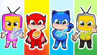 The supernatural powers of BABY Catboy, Owlette, Gekko, TV man | Please Hug Me - PJ MASKS 2D