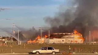 Massive blaze consumes historic WWII hangar at former Edmonton Airport