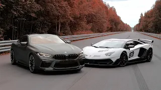 800+ л.с. BMW M8 vs 800+ л.с. Lamborghini Aventador SVJ. Битва идеологий