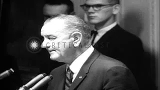 US President Lyndon Johnson's speech on his decision to increase US forces in Vie...HD Stock Footage