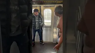 Homeless Man Fight Over Air Force 1 On NYC Train