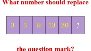 Missing number puzzle #29 - 3, 5, 8, 13, 20, ?