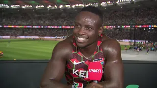 Ferdinand Omanyala on his 100M Heat in Budapest.