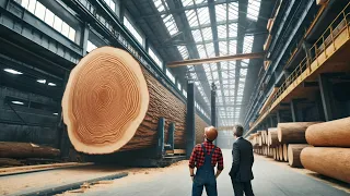 The giant wood factory operates at full capacity, the wood is 10,000 years old