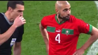The moment Sofyan Amrabat hugged by referee and was asked for his jersey #morocco #jersey