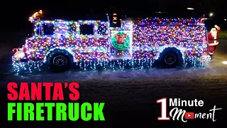 1-Minute Moment - Santa's Christmas Firetruck delivers presents to a neighborhood of kids!