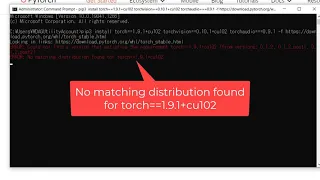 [Solved] Issues installing Pytorch 1.9 - No matching distribution found
