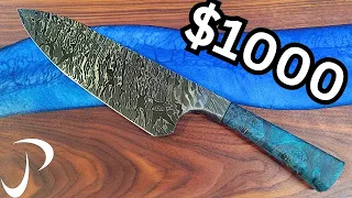 Making a $1000 Integral Twist Damascus Chef Knife