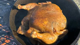 Cooking with Jerry, Dutch oven roasted chicken on the camp fire part one.
