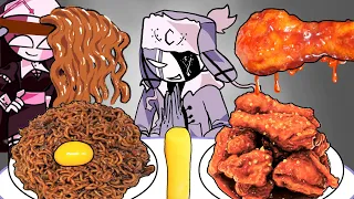 Mukbang Fried Chicken 직접 만든 짜파게티 양념치킨 먹방 Friday Night Funkin 프라이데이 나이트 펑킨 | animation mukbang