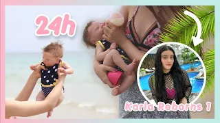 RUTINA de 24H en la playa con mi BEBÉ REBORN Caeli 🌴🌊 | Colaboración con @karlareborns1