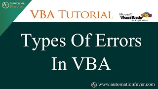 Types Of Errors In VBA | Excel VBA Tutorial in Hindi