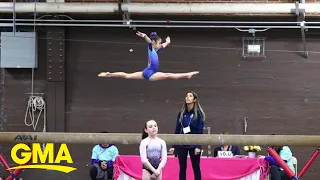 Star gymnast Katelyn Ohashi keeps young athletes on point with a quarantine workout l GMA Digital