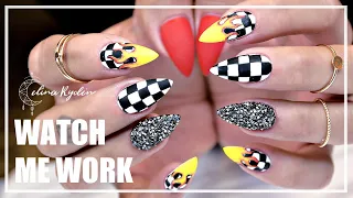 WATCH ME WORK! FLAME RACE CAR NAILS | POINTY ALMOND | NAIL ART TUTORIAL