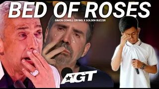 Golden Buzzer: Simon Cowell Crying To Hear The Song Bed Of Roses Homeless On The Big World Stage