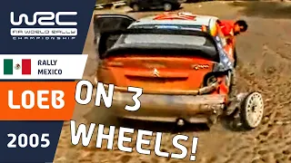 LOEB on 3 wheels! Rally Mexico 2005 . Driving a broken rally car on normal streets!