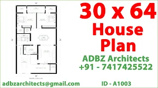 30 x 64 House Design | 2BHK Set | House Plan | ID - 1003 | House Design | ADBZ Architects