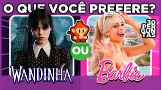 ☂️🔁🎀  WANDINHA VS BARBIE | jogo das escolhas | Você é mais Wandinha ou mais Barbie? ✨ #macaquiz