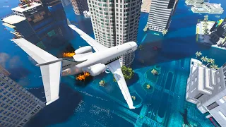 GTA 5 Crazy Plane Crashes Ep.9 | Flooded Los Santos (Euphoria Physics)