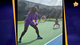 Serena Williams and her daughter Alexis Olympia play tennis together in adorable matching outfits