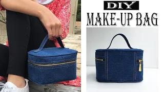 DIY BAG | STYLISH MAKE-UP BAG | MAKING JEANS BAG AT HOME | SEWING GIFT IDEAS | BAG SEWING TUTORIAL