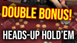 HEADS UP HOLD'EM IN LAS VEGAS! HITTING BOTH BONUSES!!