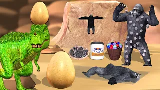 Dinosaur Egg run Funny video || Cartoon gorilla vs dinosaur amazing comedy @MrLavangam