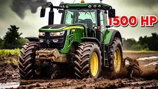 1500 HP on the JOHN DEERE - INSANE POWER to get out the mud | Farming Simulator 22