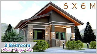 SMALL HOUSE DESIGN |  6 X 6 Meters (19.6 x 19.6 ft) 2 Bedroom Simple house