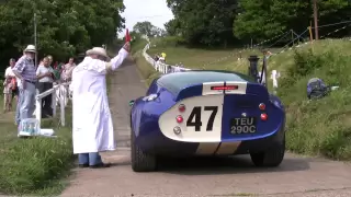 Brock Cobra Daytona Coupe smoking Test Hill at Brooklands - Nadine Geary