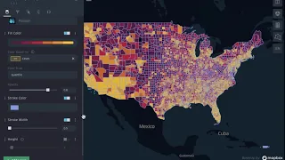 COVID-19 visualization by county on US map using Kepler.gl