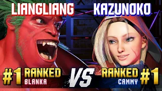 SF6 ▰ LIANGLIANG (#1 Ranked Blanka) vs KAZUNOKO (#1 Ranked Cammy) ▰ High Level Gameplay