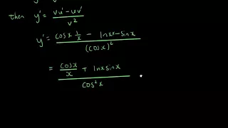 Differentiate Ln Trig functions with quotient rule