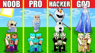 Minecraft Battle: ELSA FROZEN 2 HOUSE BUILD CHALLENGE - NOOB vs PRO vs HACKER vs GOD / Animation