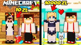 SPRZĄTACZKA ZA 10 ZŁ VS SPRZĄTACZKA ZA 10000 ZŁ W MINECRAFT! || MINECRAFT PRESTIŻ