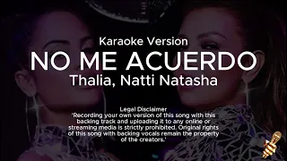 Thalia, NATTI NATASHA - No Me Acuerdo (Karaoke Version)