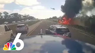 RAW VIDEO: Dashcam shows moment PRIVATE JET CRASHES on I-75 in SW Florida