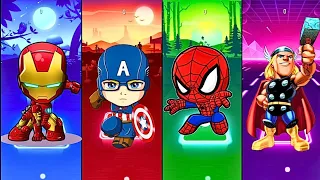 Marvel: Iron Man vs Captain America vs Spiderman vs Thor - Tiles Hop EDM Rush